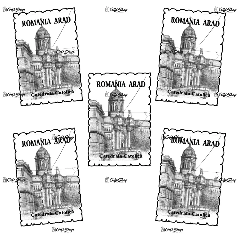 Arad, romania, catedrala catolica, magnet frigider mgs010